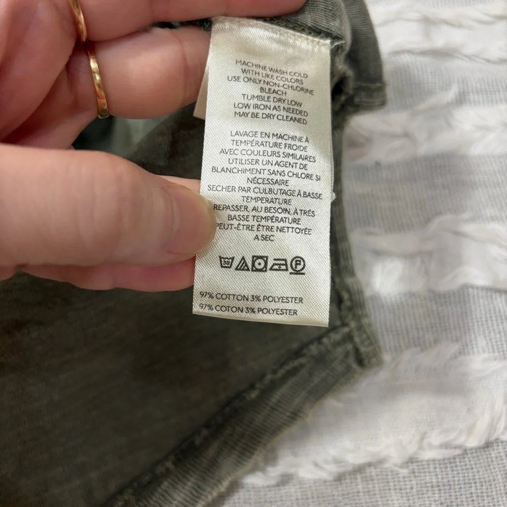 We The Free Distressed Womens Cotton Blend Gauze Shirt Green Sz XS Boho Casual